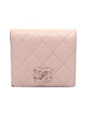 Chanel Bifold Wallet Quilted Small Pink Caviar Leather